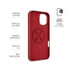 Zadný kožený kryt FIXED MagLeather s podporou MagSafe pre Apple iPhone 16 Plus, červený