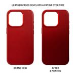 Zadný kožený kryt FIXED MagLeather s podporou MagSafe pre Apple iPhone 16 Pro, červený