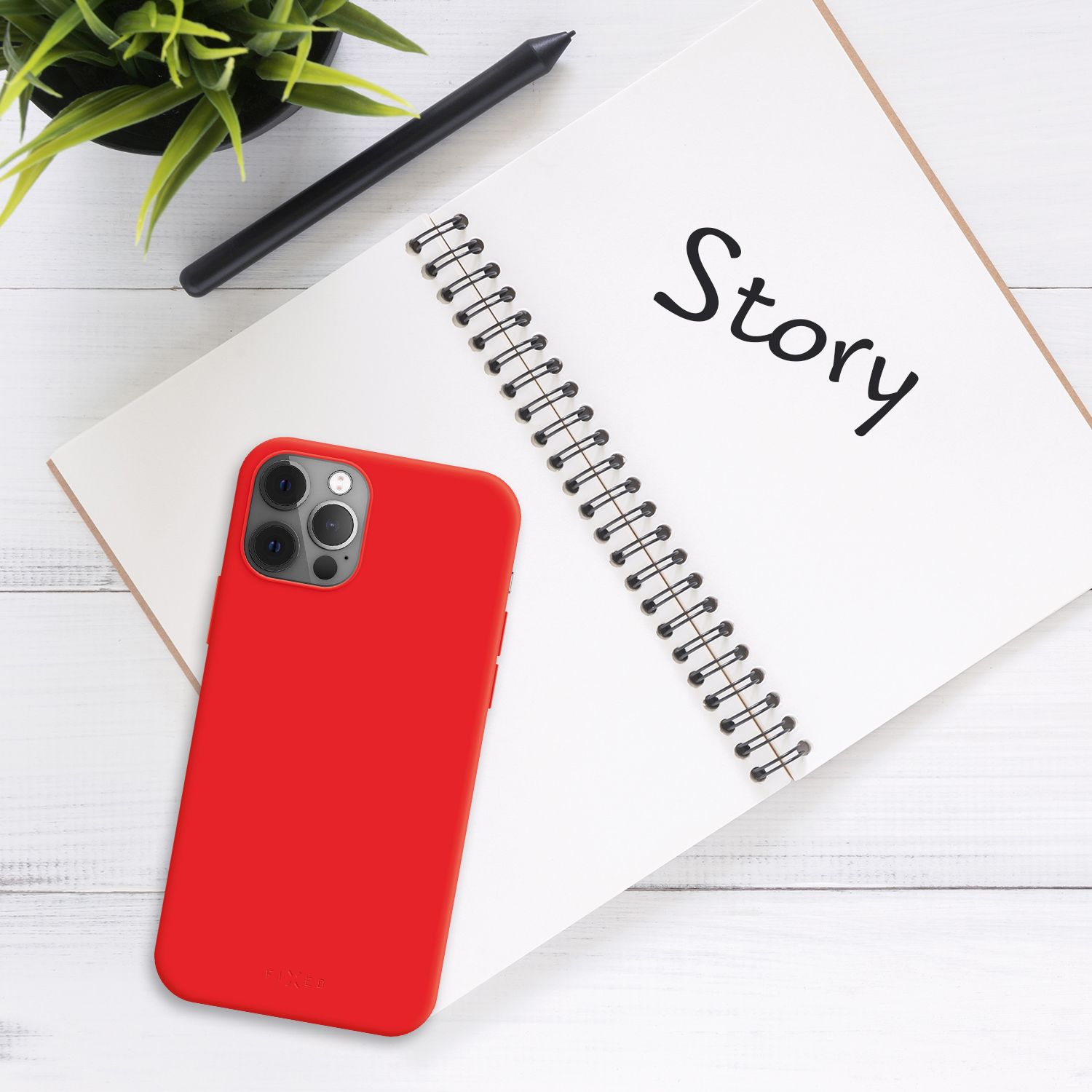 Zadný pogumovaný kryt FIXED Story pre Apple iPhone 14 Pro, červený