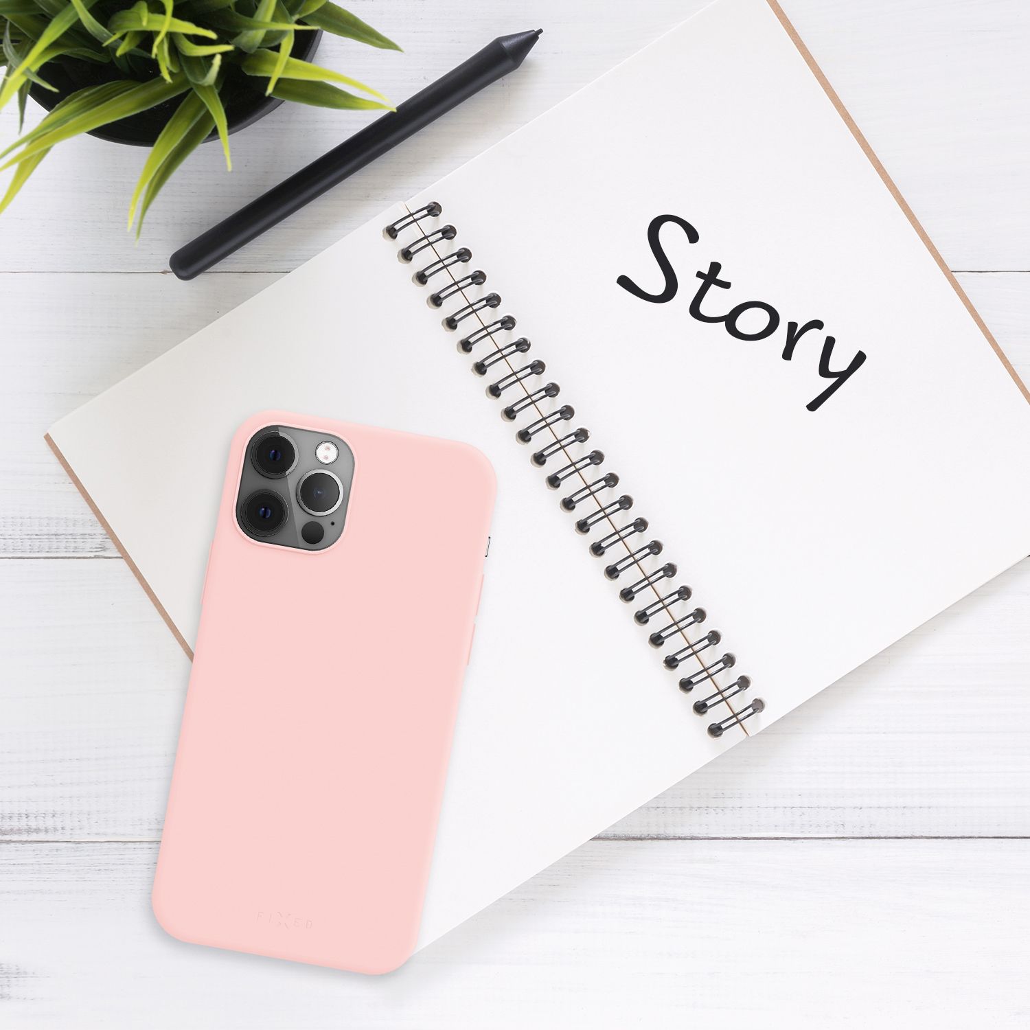 Zadný pogumovaný kryt FIXED Story pre Apple iPhone 14 Pro Max, ružový