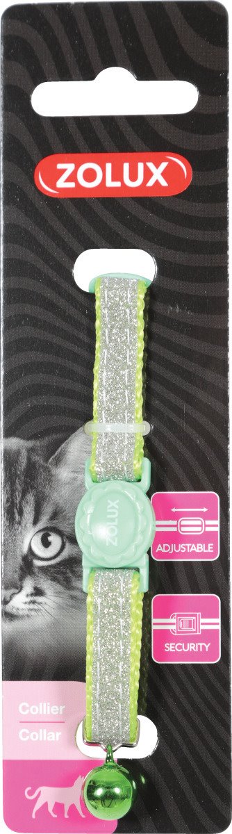 Zolux Obojek pro kočky SHINY nylon zelený 10mm/30cm