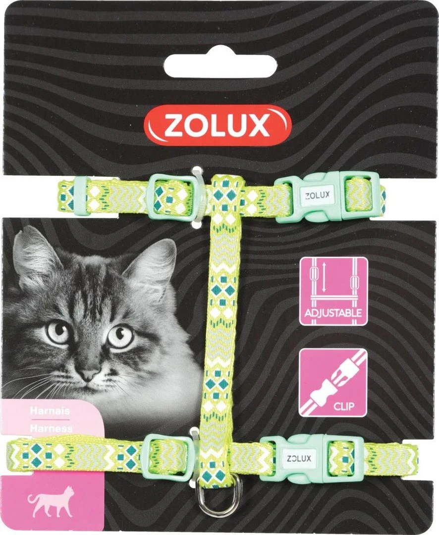 Zolux Postroj pro kočky ETHNIC nylon zelený