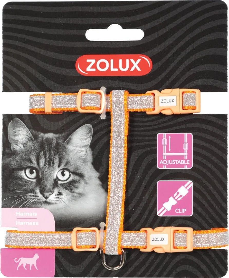 Zolux Postroj pro kočky SHINY nylon oranžový