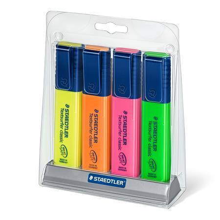 Zvýrazňovač STAEDTLER "Textsurfer classic 364", 4 farby, 1-5 mm, v puzdre