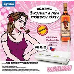 ZyXEL AKCE 3 ks NBG-416N Wireless N150 Home Router + 1 ks Captain Morgan 0,5l